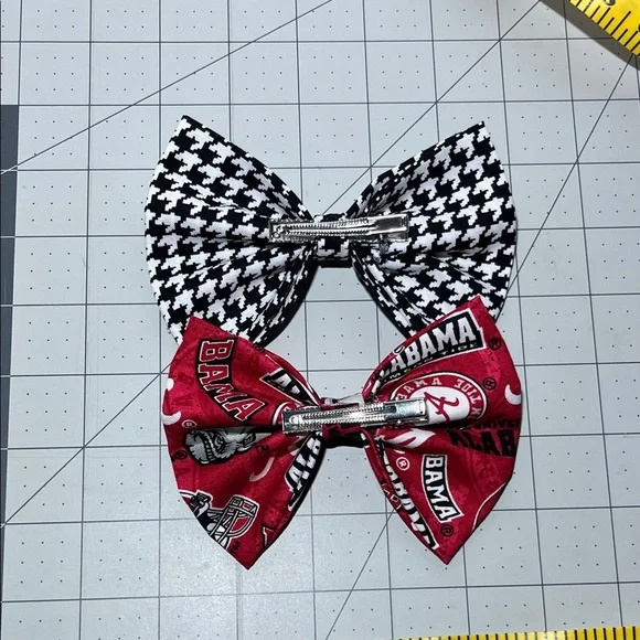 Alabama Crimson Tide Kids Hair Bow Set - Black and Red - Picture 3 of 4